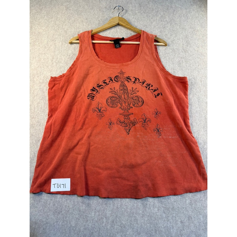 Venezia Womens Mystic Spirit Fleur De Lis Waffle Knit Tank Top Orange Size 18/20